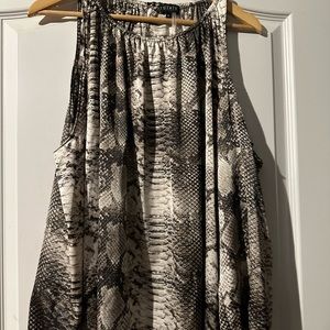 Brown/Black snakeskin pattern cut out sleeve blouse